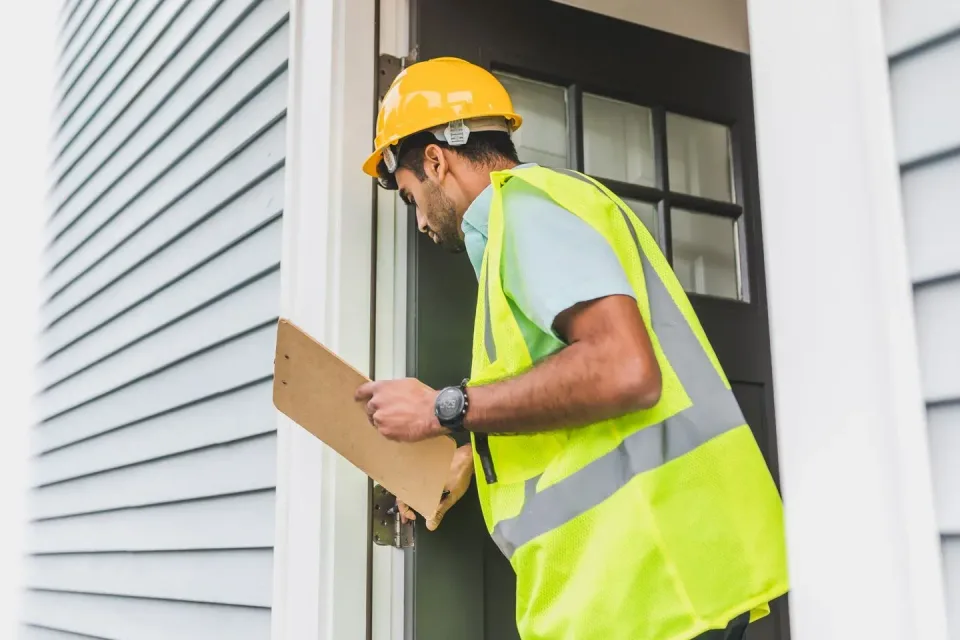 Pest Control Technician — Home Inspection — Pest Control Technician, Hard Hat, Safety Vest, Pest Control, Pest Cont… — view 2